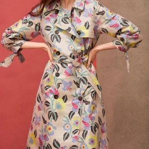 Anthropologie x Delpozo Floral-Jacquard Trench Coat like new